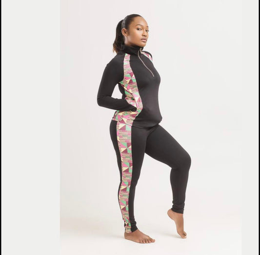 the Serwaah 2 piece is a Sophisticated yoga and activewear in an amazing African print material.